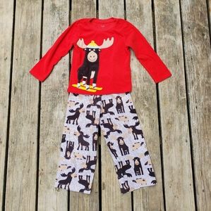 Cozy, warm, fleece moose Pajama Set